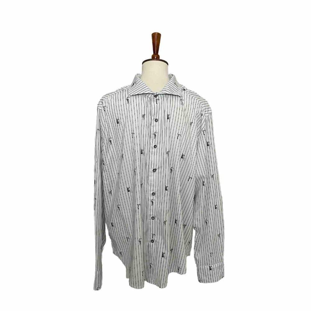 Robert Graham Shirt Runaway Train Button Up Striped Horses Western Cowboy White